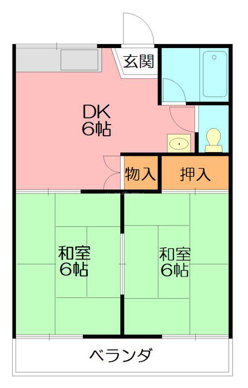 さかわ野ハイツ(2DK/2階)の間取り写真