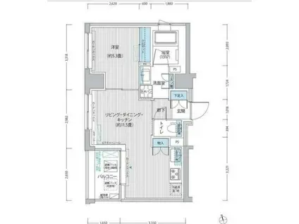 御幸レジデンス日本橋茅場町(1LDK/9階)の間取り写真