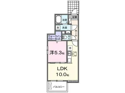 アンソレイユ(1LDK/1階)の間取り写真
