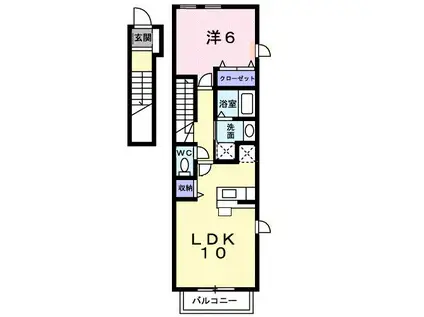 ルミエール 古氷(1LDK/2階)の間取り写真