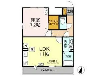ヴェルデ新明町(1LDK/1階)の間取り写真