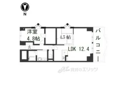 パインフィールド七条(2LDK/4階)の間取り写真