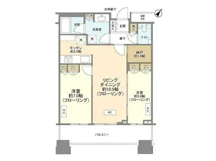 ルサンク大崎ウィズタワー(2SLDK/15階)の間取り写真