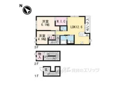 STAR DUST HILLS(2LDK/3階)の間取り写真