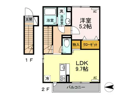 オネット光が丘(1LDK/2階)の間取り写真