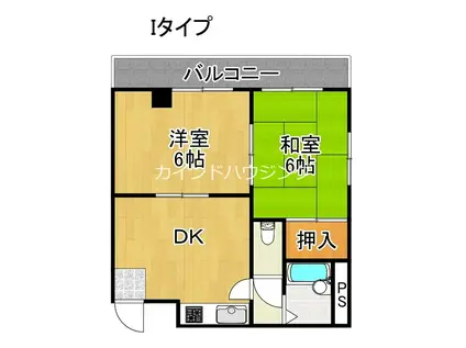 井下カウベル帝塚山(2DK/1階)の間取り写真