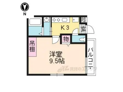 京洛マンション(1K/1階)の間取り写真