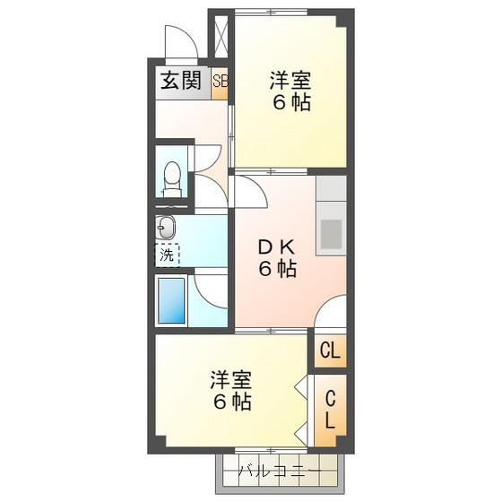 SURPLUS後藤(2DK/2階)の間取り写真