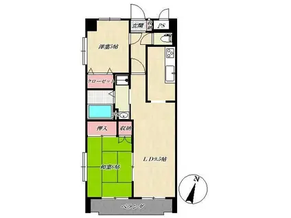 ラピュタ武蔵野(2LDK/2階)の間取り写真