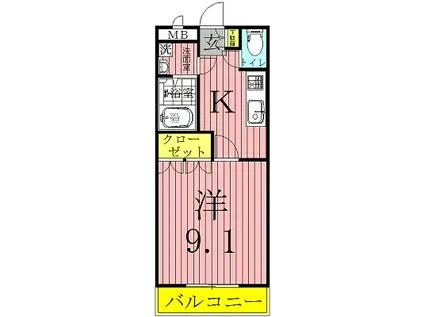 グラン・レユシール(1K/1階)の間取り写真