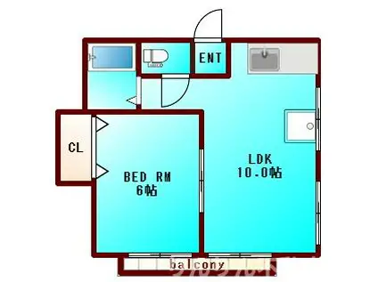 LEAO PURO(1LDK/2階)の間取り写真