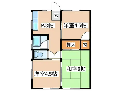 監物アパ-ト(3K/2階)の間取り写真