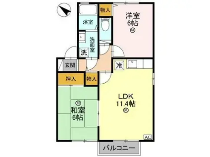 エスポワールMATSUI2(2LDK/2階)の間取り写真