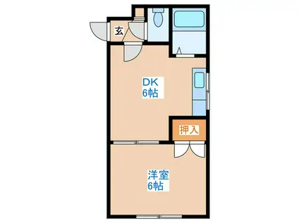 シルバーパールストリート(1DK/1階)の間取り写真