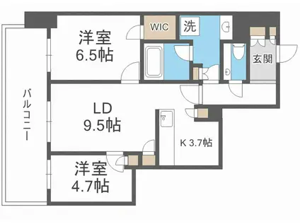 プレミストタワー新さっぽろ(2LDK/13階)の間取り写真