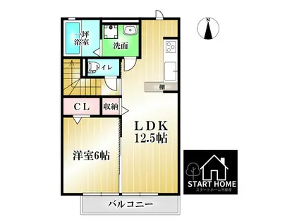 SEEDS WIT北矢三(1LDK/2階)の間取り写真