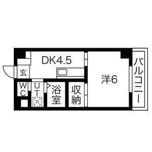 プラザ鹿野(1DK/4階)の間取り写真