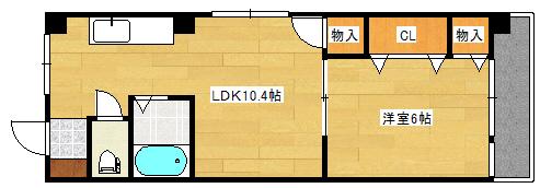 庚午マンション(1LDK/4階)の間取り写真