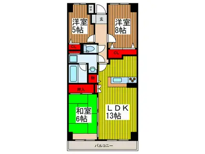 プロスペクト浦和常盤(3LDK/4階)の間取り写真