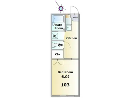 ハイツAI(1K/1階)の間取り写真