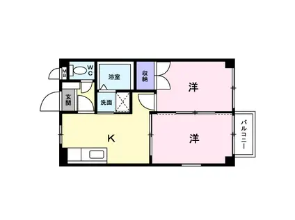 ハイツ パル(2DK/2階)の間取り写真