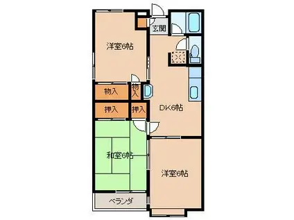第2イトーキハイツ6号棟(3DK/2階)の間取り写真