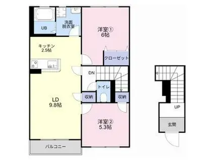 小池花水木(2LDK/2階)の間取り写真