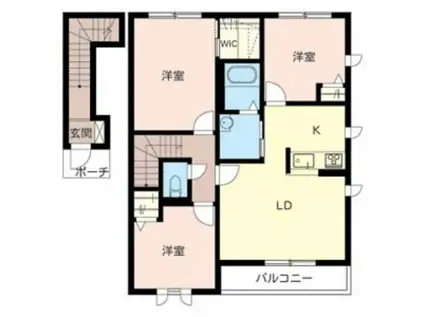 パルテール加古川 A棟(3LDK/2階)の間取り写真