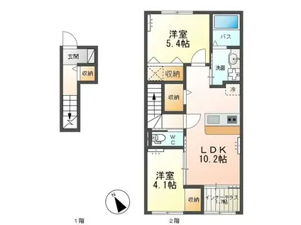 CRAISE B(2LDK/2階)の間取り写真