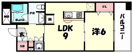 カトルセゾン(1LDK/7階)の間取り写真