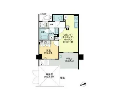 ジオ四谷坂町(1LDK/1階)の間取り写真