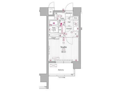 ガーラ・ステーション横濱阪東橋(1K/2階)の間取り写真