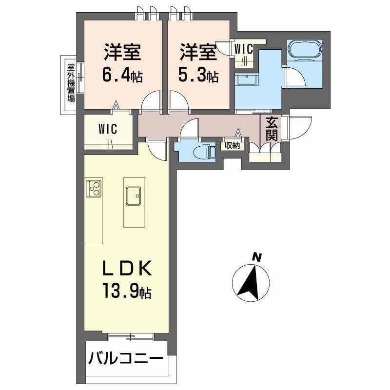 シャーメゾン弁天(2LDK/2階)の間取り写真