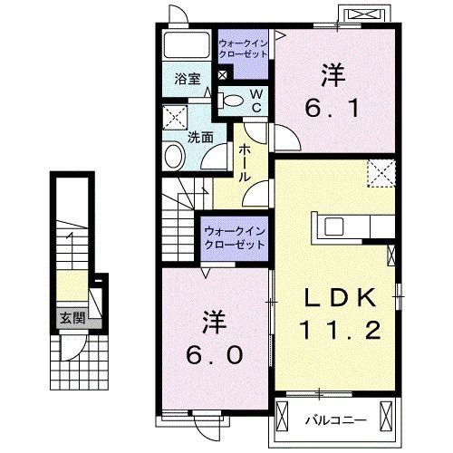 アルカディア PART3(2LDK/2階)の間取り写真