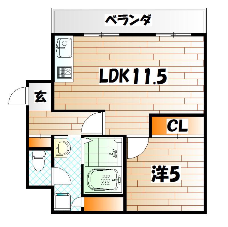 田町ビル(1LDK/7階)の間取り写真