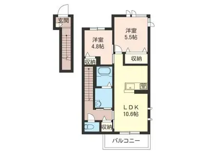 ロイヤルサルーンタケオII(2LDK/2階)の間取り写真