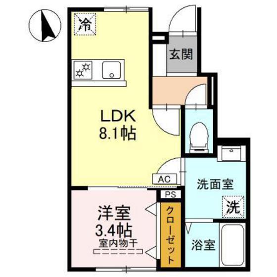 RELUXIA(1LDK/1階)の間取り写真