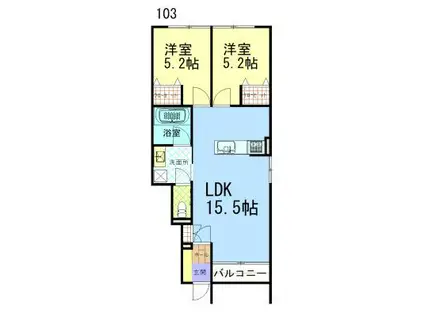 ロシャット木場(2LDK/1階)の間取り写真