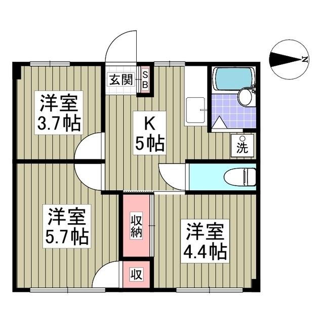エフィール本庄児玉(3K/1階)の間取り写真