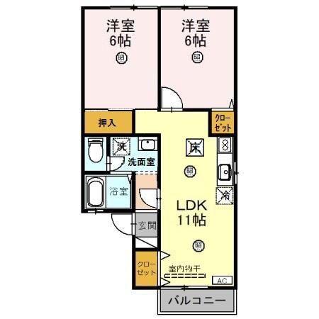 CENTER POINT(2LDK/1階)の間取り写真