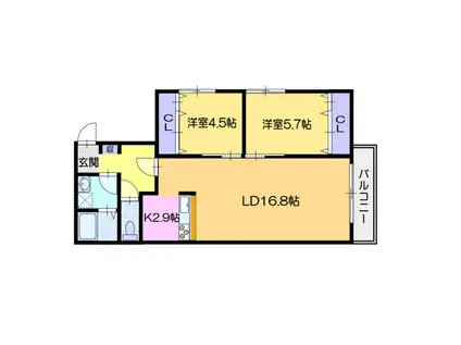 コルブ イースト(2LDK/2階)の間取り写真