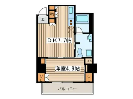 モン・ヴィラージュ仙川(1DK/3階)の間取り写真