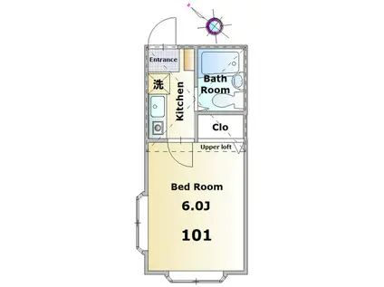 フォレスタ2番館(1K/1階)の間取り写真