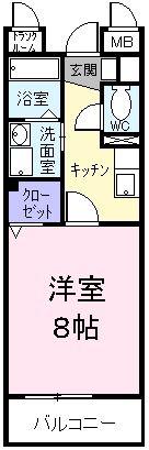 グランシャリオ(1K/2階)の間取り写真