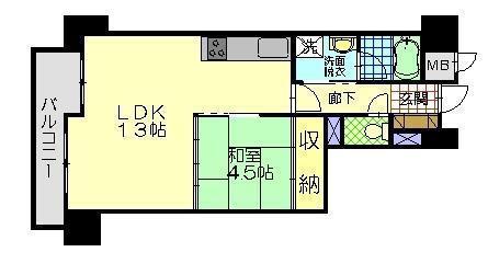 トーカンマンション中通(1LDK/2階)の間取り写真