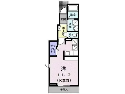 ドリーム北高下B(ワンルーム/1階)の間取り写真