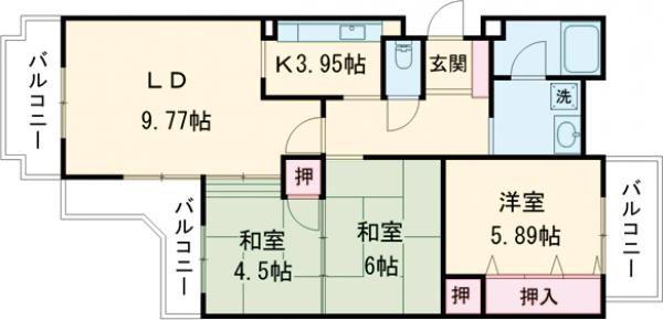 ツイン88 N棟(3LDK/2階)の間取り写真