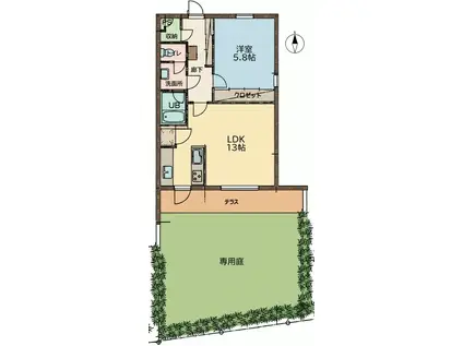 テラコッタI(1LDK/1階)の間取り写真