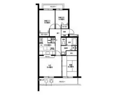 オクトス市ヶ尾3号棟(3LDK/2階)の間取り写真