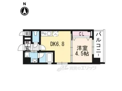 ベラジオ京都烏丸十条Ⅱ(1DK/3階)の間取り写真